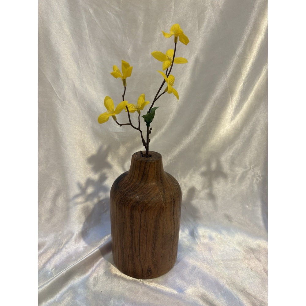 Vintage MCM Wood Weed Vase Chunky